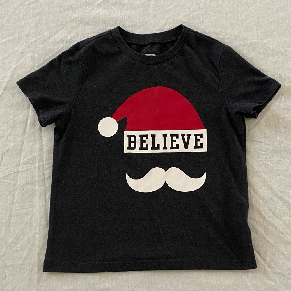 Old Navy Kids Christmas Short Sleeve Tshirt Dark Gray XS